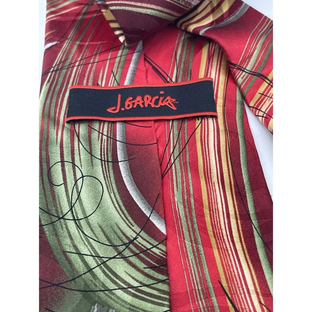 J. Garcia Tie Necktie Clockworks 2007 Collection 45 100% Silk Red‎ Green 60